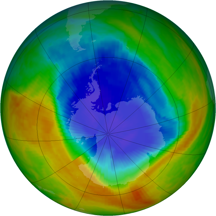 Antarctic ozone map for 28 October 1989
